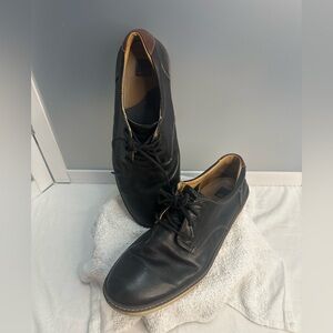 J&M sheepskin Men's Black Leather Casual Derby Shoes 10 1/2 Med